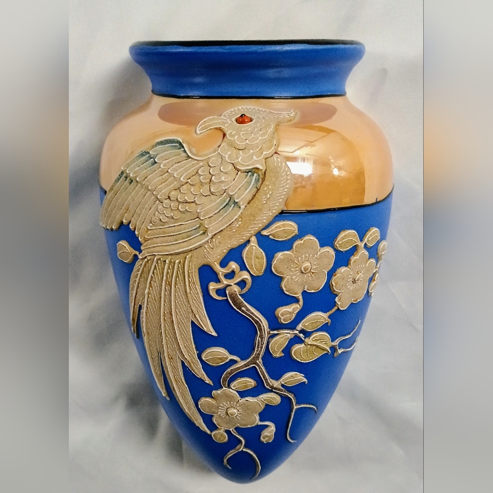 lusterware pottery bird decor moriage Wall Planter